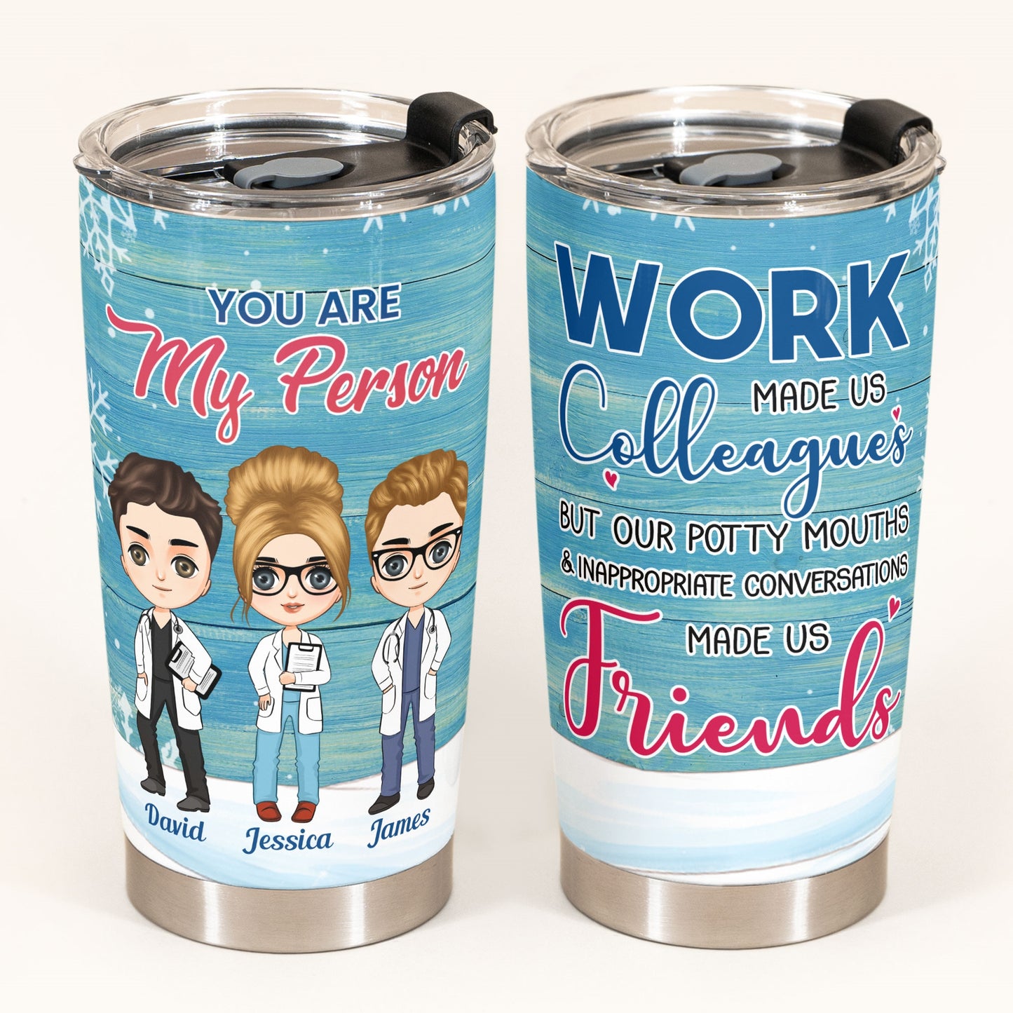 Work Made Us Colleagues - Personalized Tumbler Cup - Birthday Gift For Nursing Colleagues Ver 2 - Cute Chibi Nurse