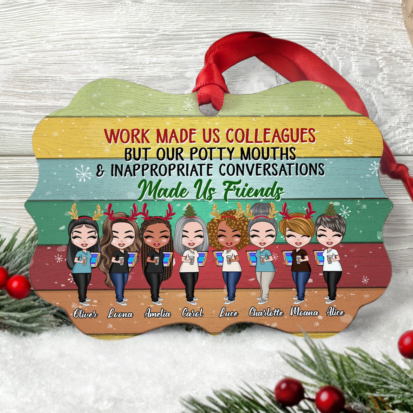 Our Potty Mouths Made Us Friends  - Personalized Aluminum Ornament - Christmas Gift For Colleagues