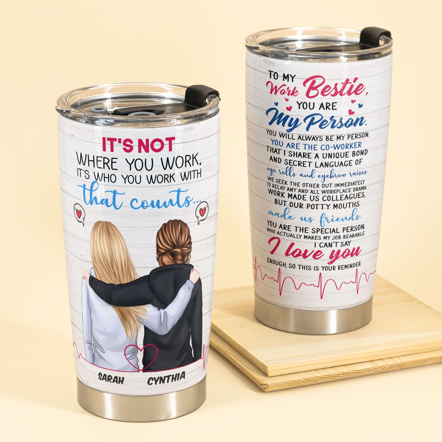Work Bestie Our Potty Mouths Made Us Friends, Friends, Co-workers Custom Skinny Tumbler, Gift For Work Besties, Colleagues, Friends, Best Friends-Macorner