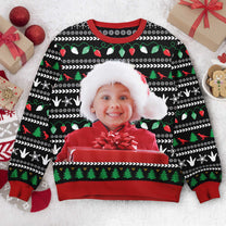 Xmas Dinosaur - Personalized Photo Kid's Ugly Sweater