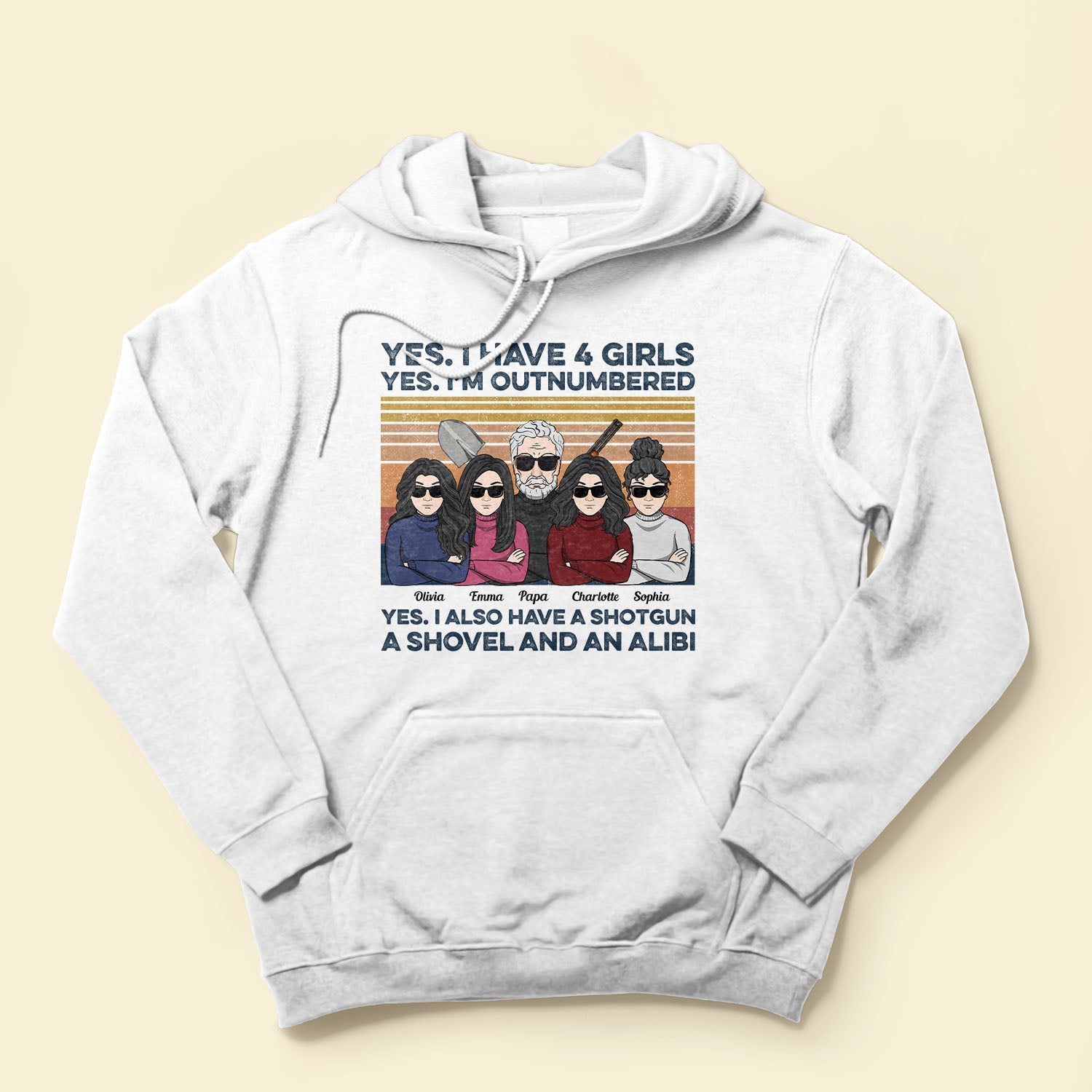 Yes I Have Daughters, Shovel, Alibi - Personalized Vintage Shirt - Christmas Gift For Father, Dad, Papa