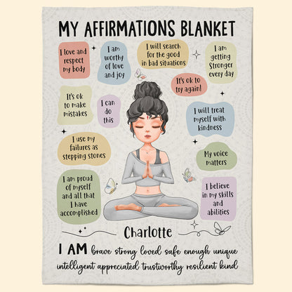 Yoga Girl Affirmations Blanket - Personalized Blanket