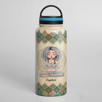 Yoga Girl - Sage And Hood  - Personalized 32oz Steel Water Bottle