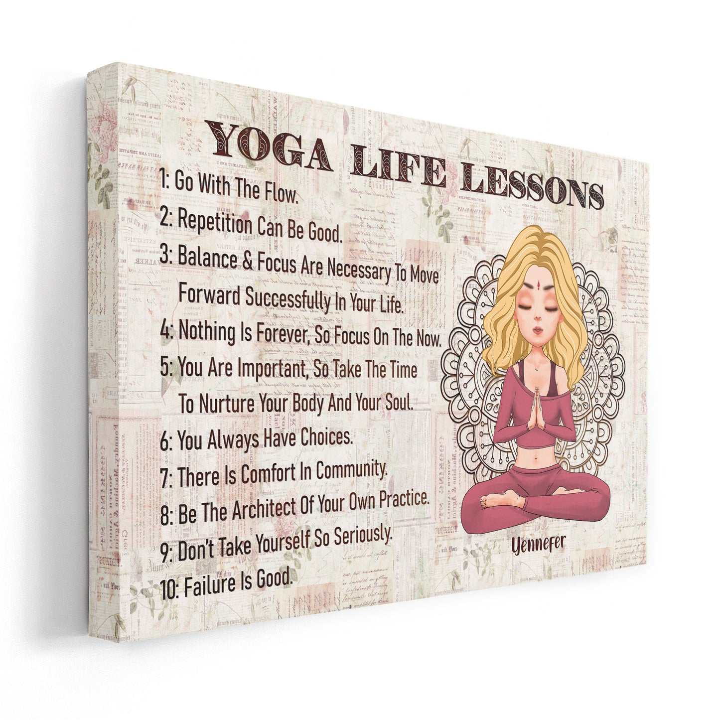Yoga Life Lessons - Personalized Poster/Wrapped Canvas - Birthday & Christmas Gift For Yoga Lover - Yoga Girls
