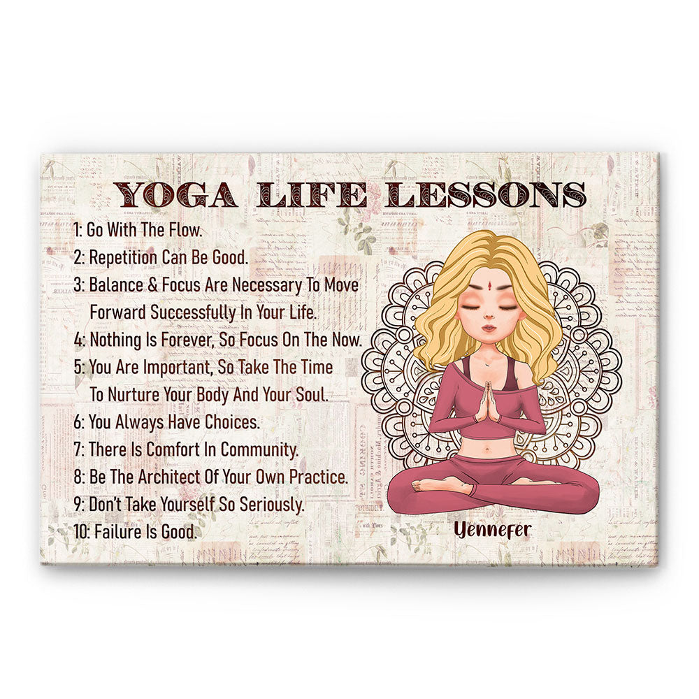 Yoga Life Lessons - Personalized Poster/Wrapped Canvas - Birthday & Christmas Gift For Yoga Lover - Yoga Girls