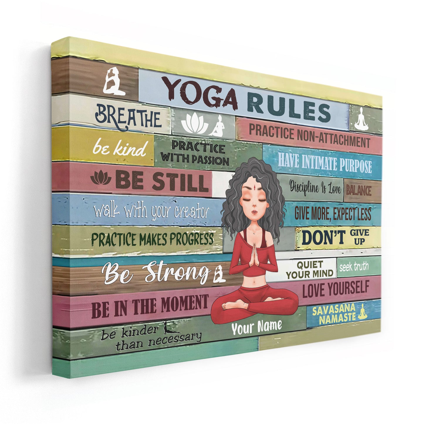 Yoga Rules - Personalized Poster/Canvas - Birthday Gift For Yoga Lover - Yoga Girl Ilustration
