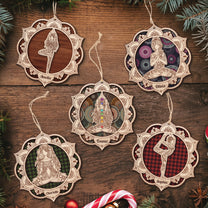 [Only available in the U.S] Yoga Silhouette - Personalized 2 Layered Wooden Ornament - Christmas Gift For Yoga Lovers