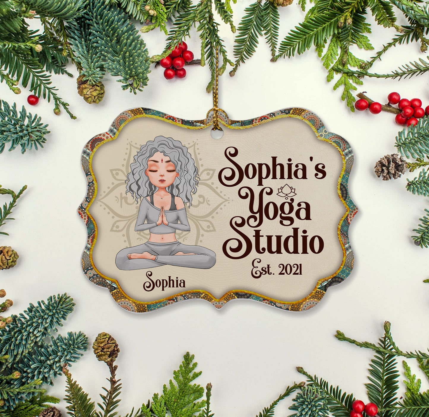 Yoga Studio - Personalized Aluminum Ornament - Christmas Gift For Yoga Lover