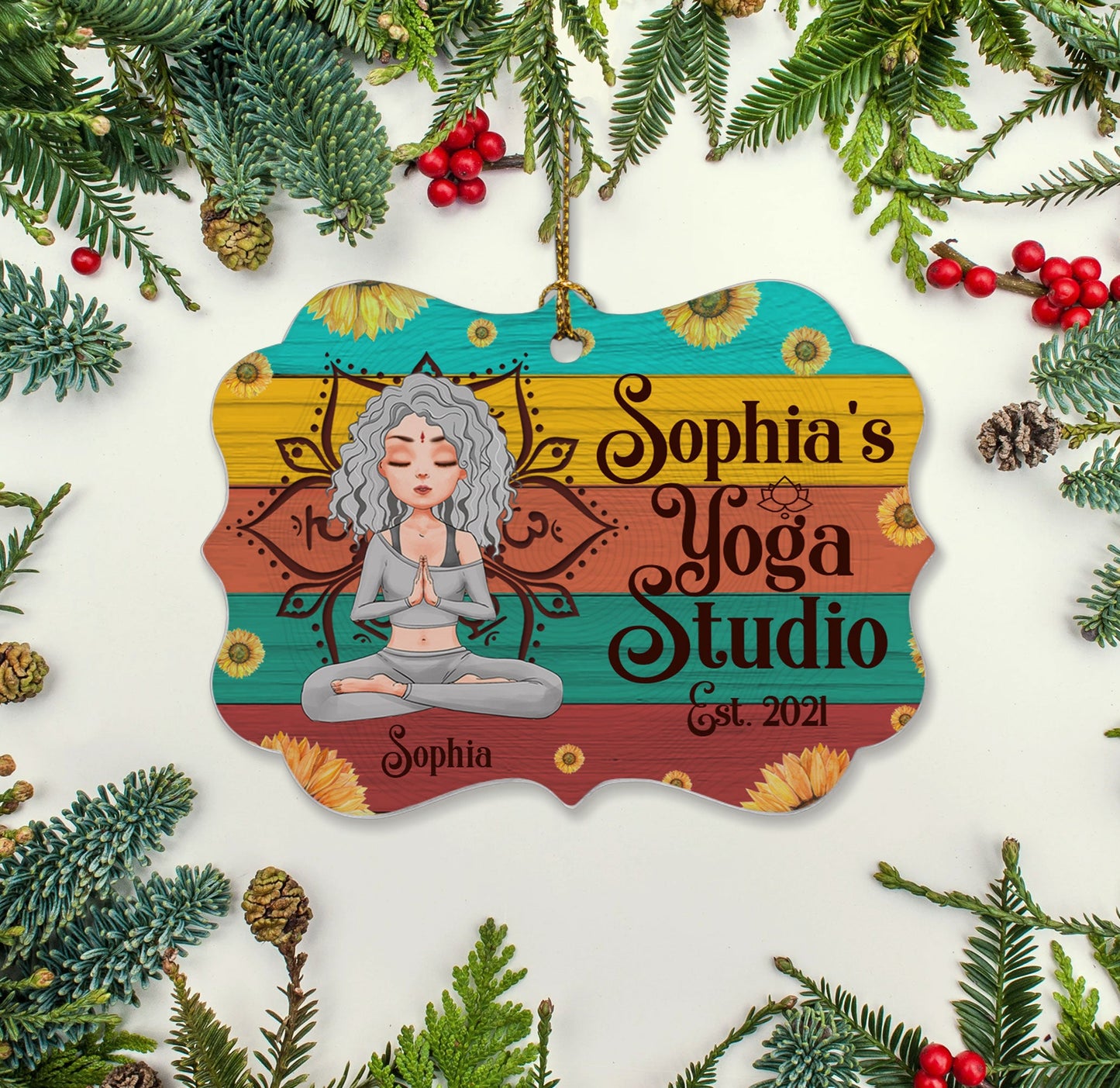 Yoga Studio - Personalized Aluminum Ornament - Christmas Gift For Yoga Lover