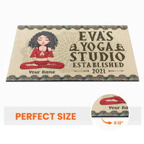 Yoga Studio - Personalized Doormat  - Birthday Gift For Yoga Lover - Yoga Girl Illustration