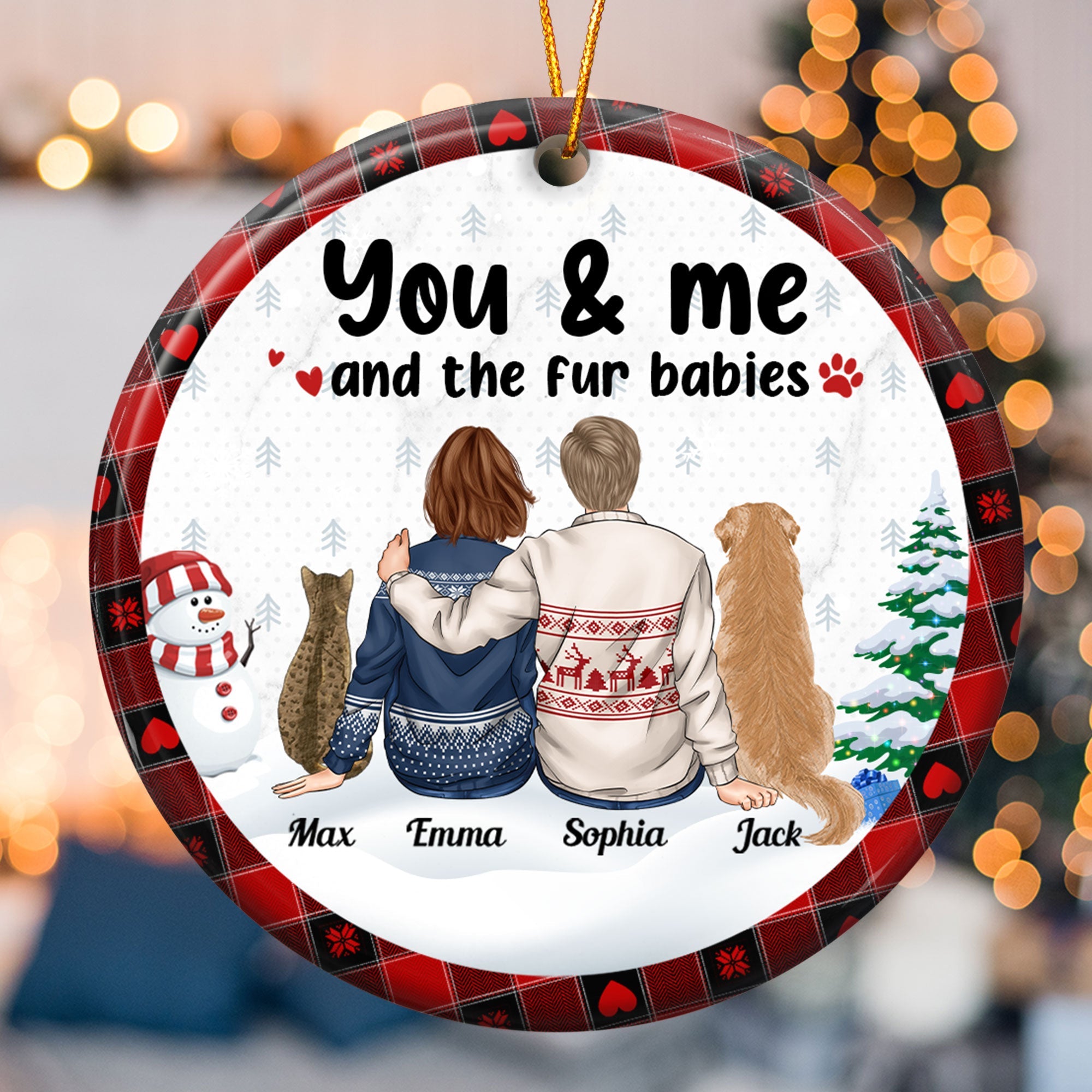 You And Me And Fur Babies - Personalized Ceramic Ornament