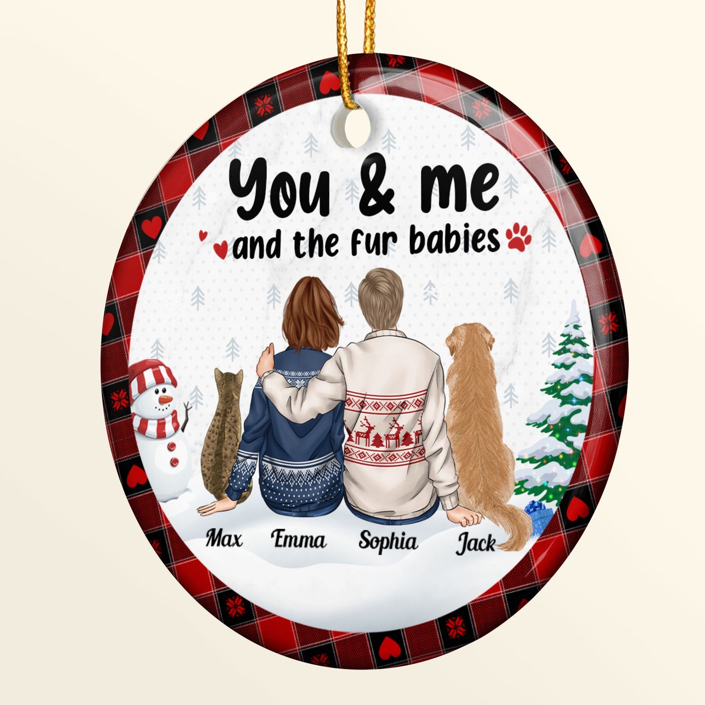 You And Me And Fur Babies - Personalized Ceramic Ornament