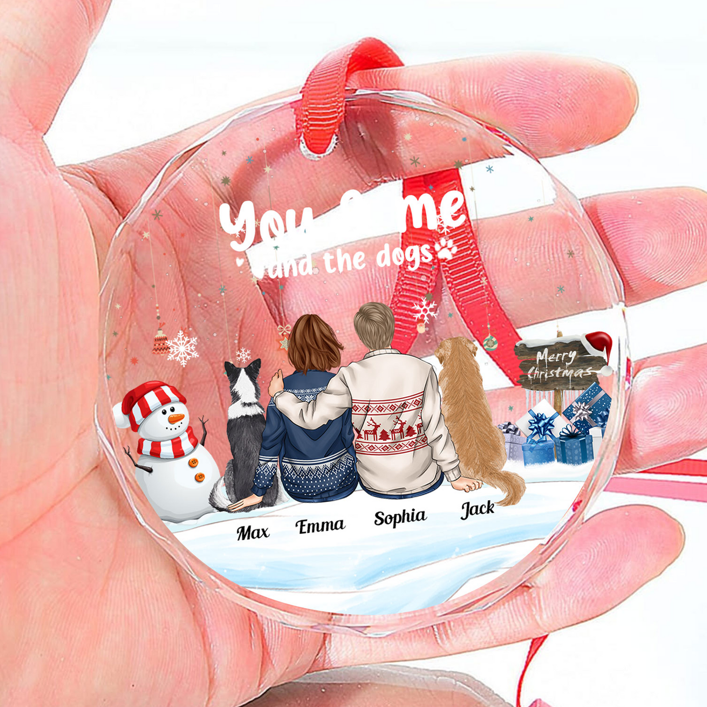 You And Me And Fur Babies - Personalized Glass Ornament