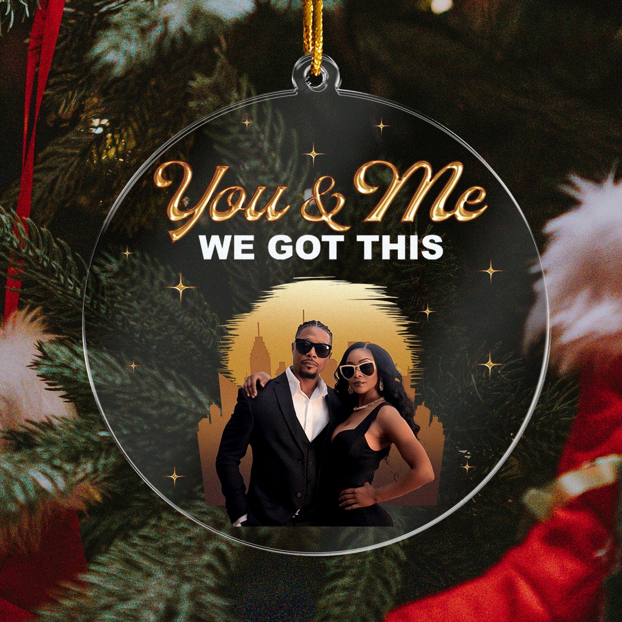 You And Me We Got This Black African Couple - Personalized Circle Acrylic Photo Ornament