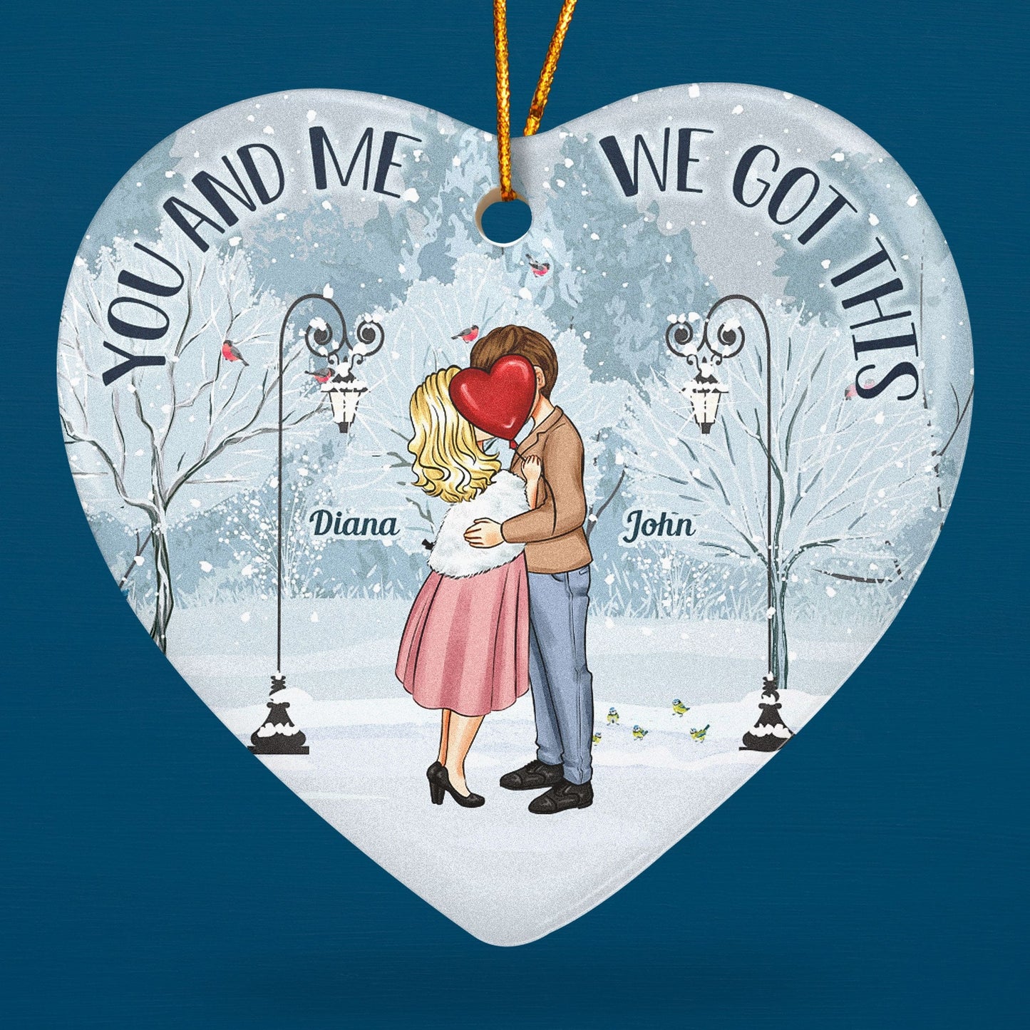 You And Me We Got This - Personalized Heart Shaped Ceramic Ornament