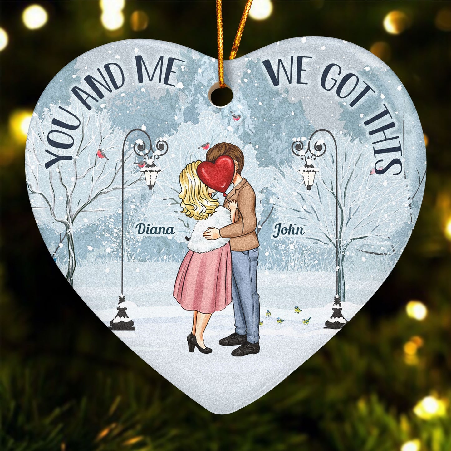 You And Me We Got This - Personalized Heart Shaped Ceramic Ornament