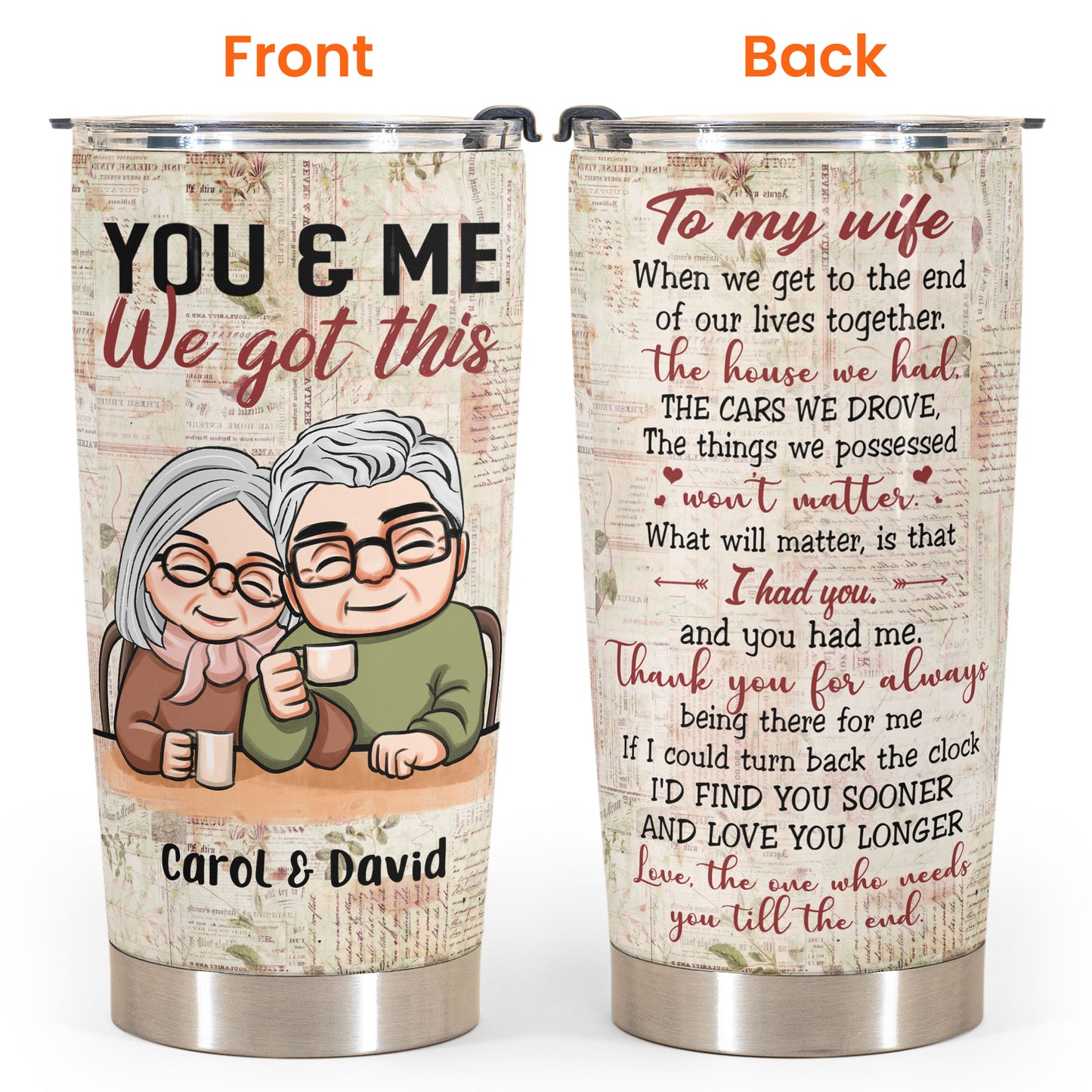 You And Me We Got This Ver 2  - Personalized Tumbler Cup - Anniversary, Valentine's Day Gift For Wife - Old Couple