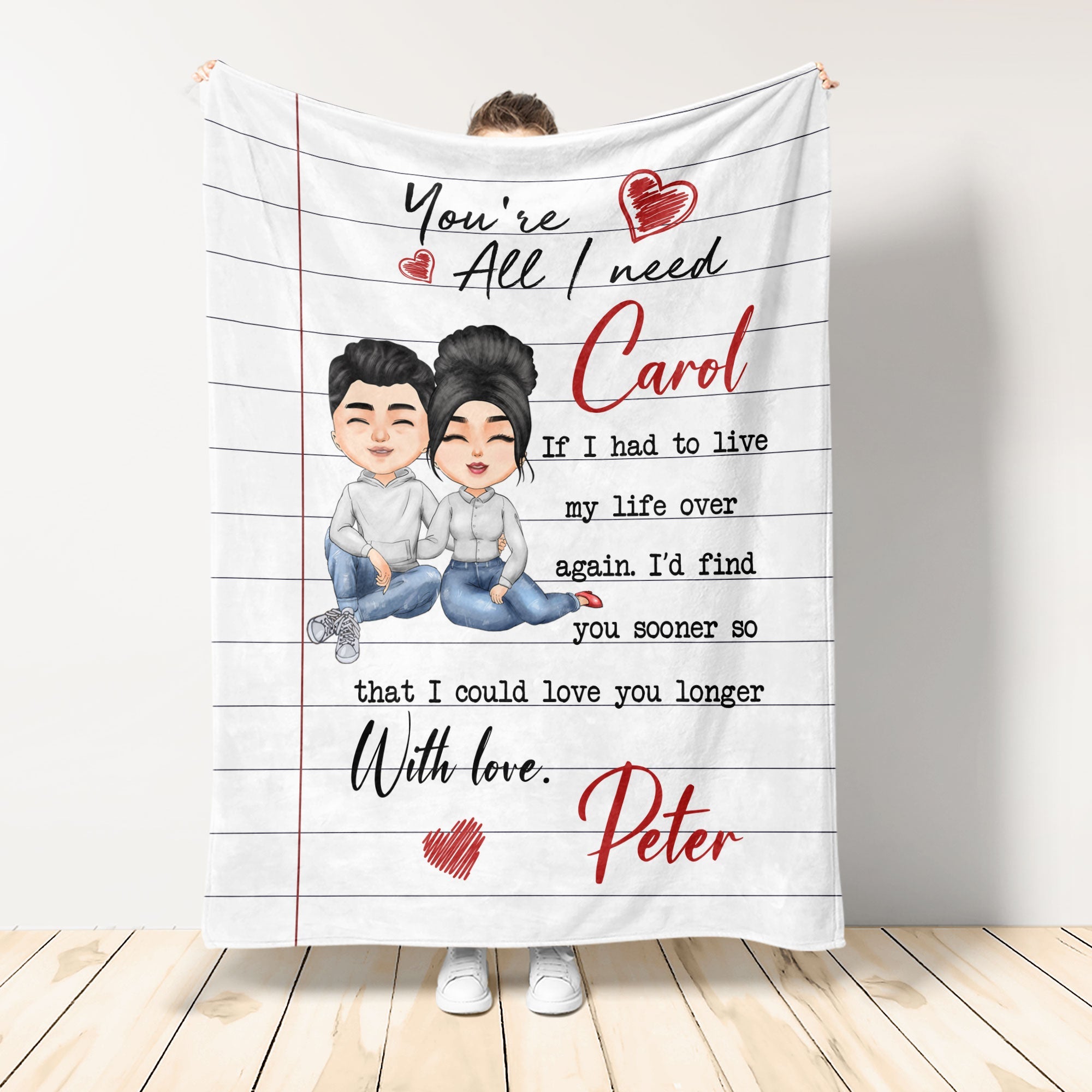 Valentines Love Letter Blanket Personalized order Custom text Blanket for Mom Dad Nana Husband wife Son daughter Birthday Wedding Gift Anniversary