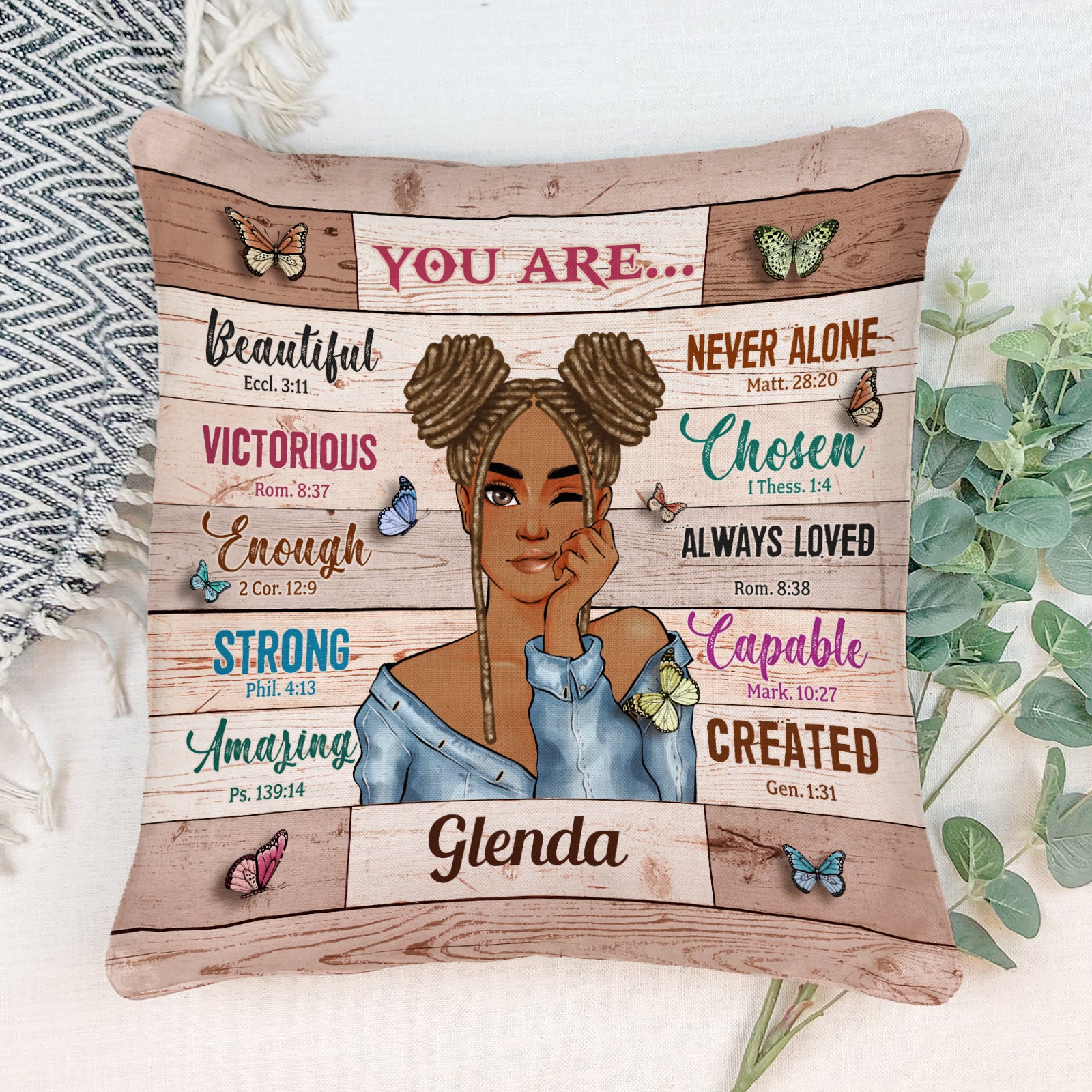 You Are Beautiful Never Alone - Personalized Pillow - Birthday Gift For Girls, Black Girls