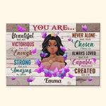 You Are Beautiful Never Alone - Personalized Poster/Wrapped Canvas - Birthday Gift For Girls, Black Girls, Daughters, Grand-daughters, Friends