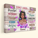 You Are Beautiful Never Alone - Personalized Poster/Wrapped Canvas - Birthday Gift For Girls, Black Girls, Daughters, Grand-daughters, Friends