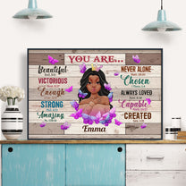 You Are Beautiful Never Alone - Personalized Poster/Wrapped Canvas - Birthday Gift For Girls, Black Girls, Daughters, Grand-daughters, Friends