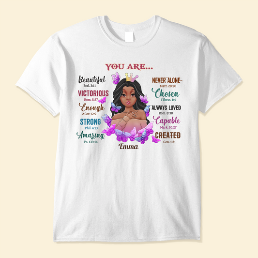 You Are Beautiful Never Alone - Personalized Shirt - Birthday Gift For Girls, Black Girls, Daughters, Grand-daughters, Friends