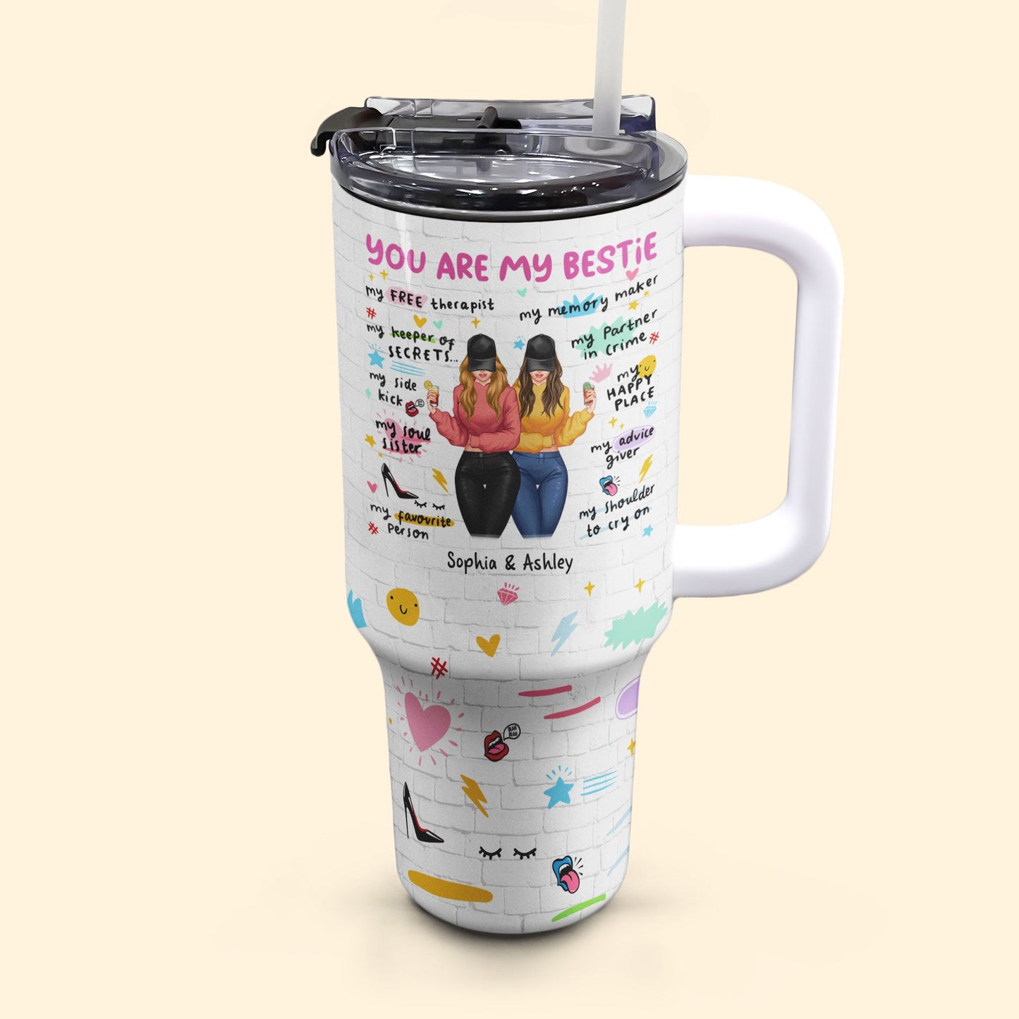 You Are My Bestie - Personalized 40oz Tumbler With Straw