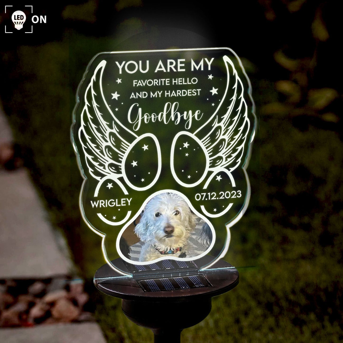 You Are My Favorite Hello And My Hardest Goodbye -  Personalized Photo Solar Light