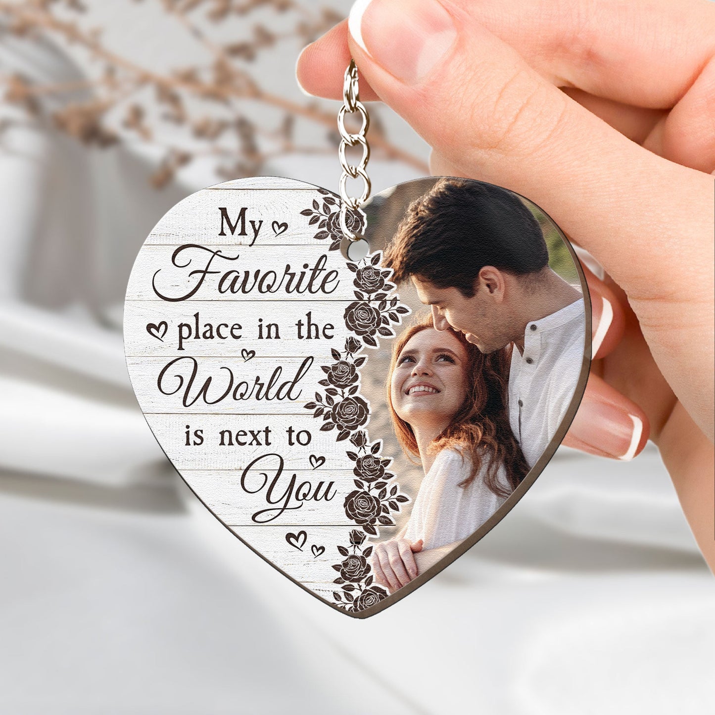 You Are My Favorite - Personalized Wooden Photo Keychain