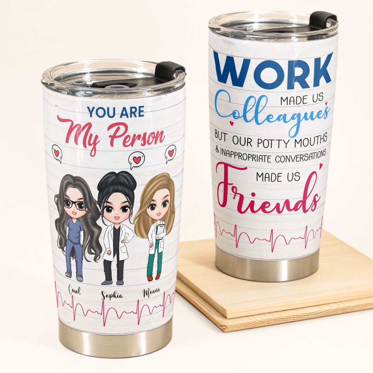 You Are My Person - Personalized Tumbler Cup - Birthday Gift For Nursing Colleagues - Cute Chibi Nurse