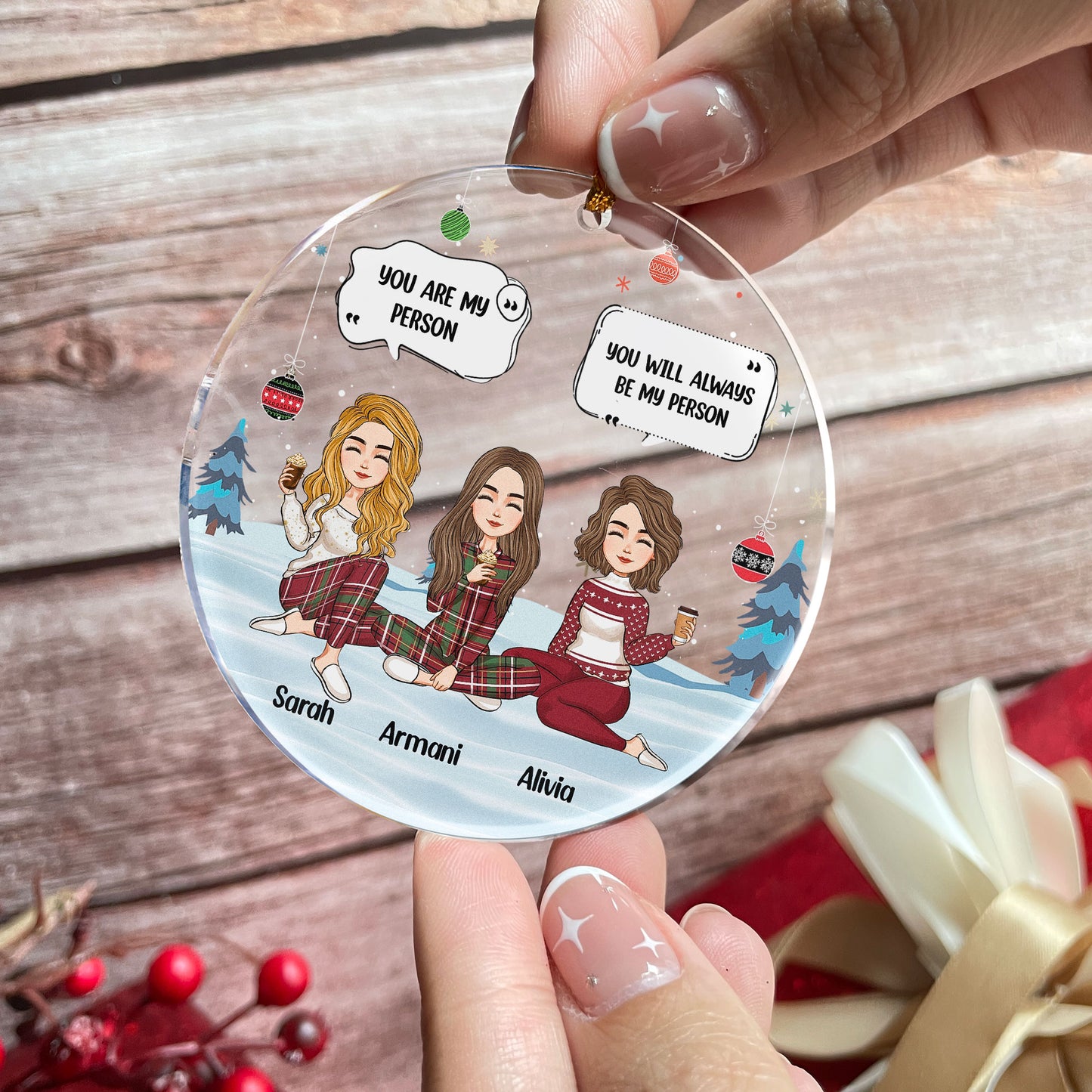 You Are My Person Besties - Personalized Circle Acrylic Ornament