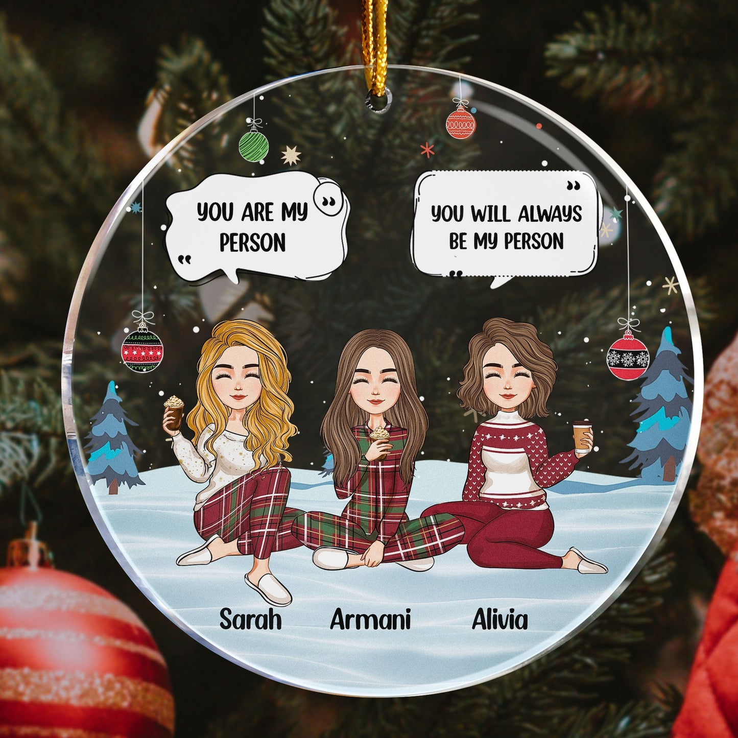 You Are My Person Besties - Personalized Circle Acrylic Ornament