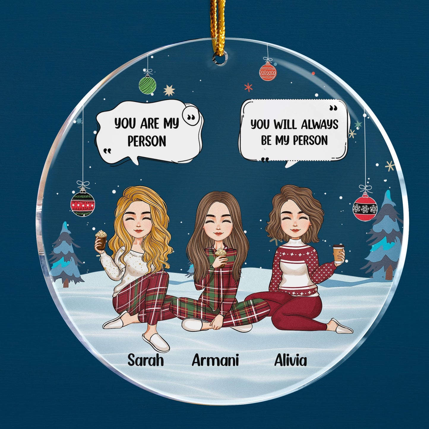 You Are My Person Besties - Personalized Circle Acrylic Ornament
