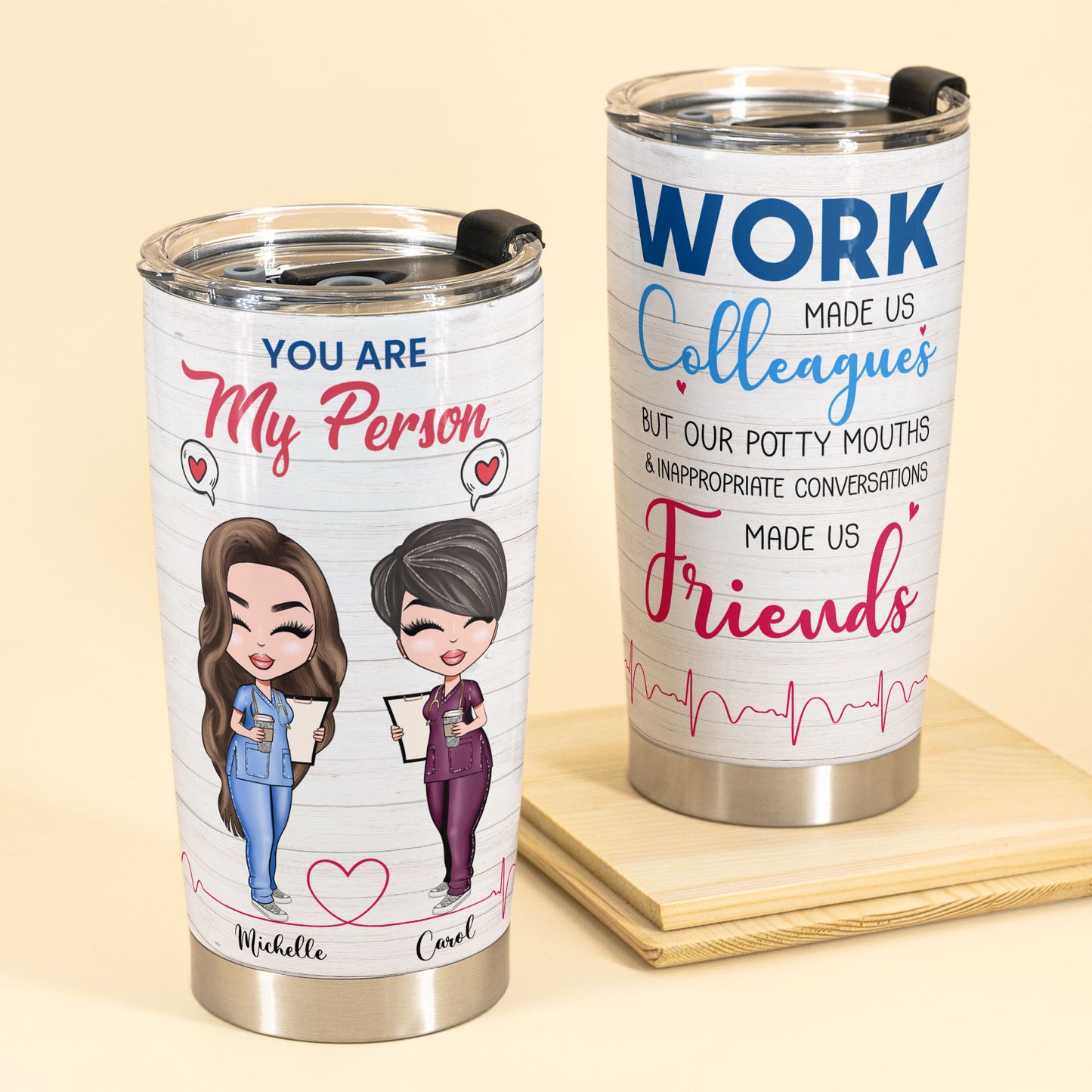 You Are My Person - Personalized Tumbler Cup - Gift For Best Friends - Cartoon Nurse