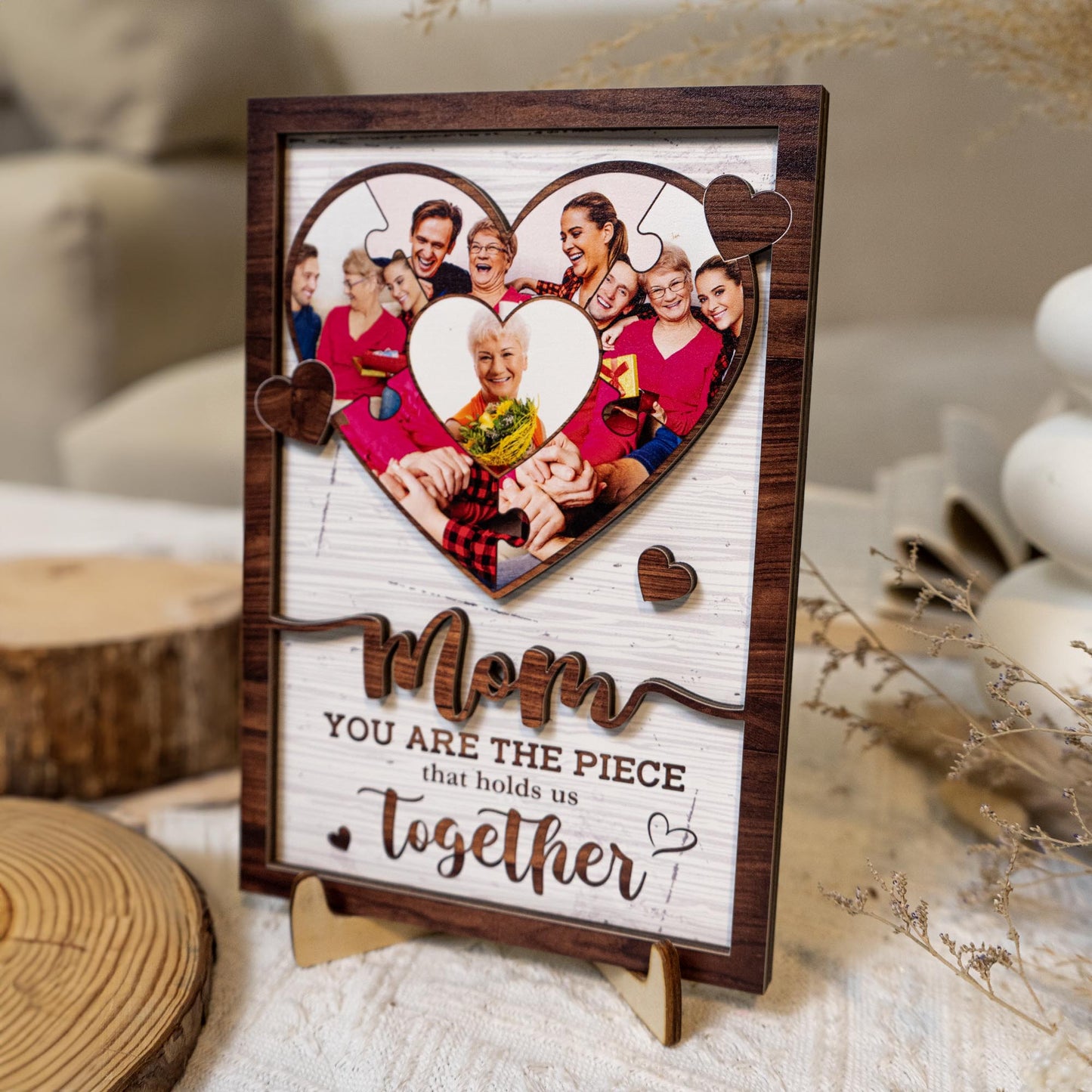 You Are The Piece That Hold Us Together - Personalized Wooden Photo Plaque