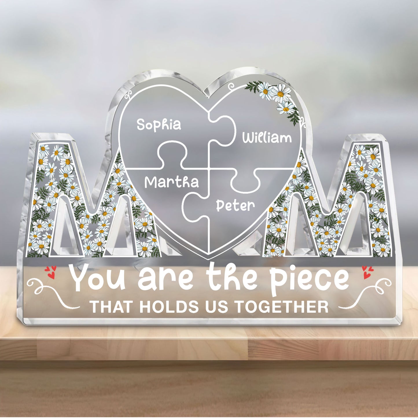 You Are The Piece That Holds Us Together - Personalized Mom Shaped Acrylic Plaque