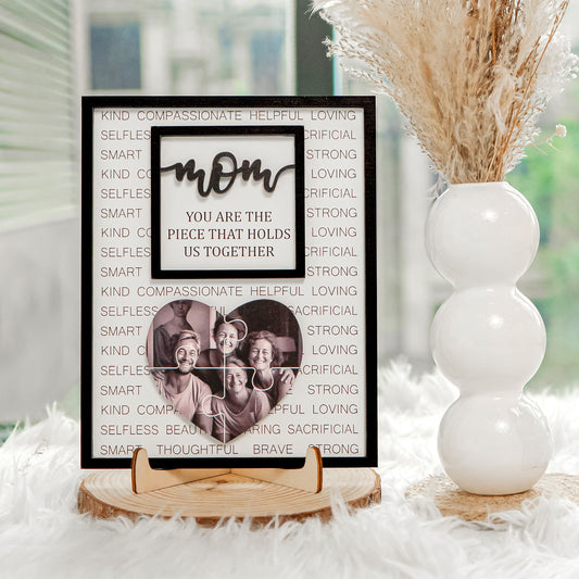 You Are The Piece That Holds Us Together - Personalized Wooden Photo Plaque