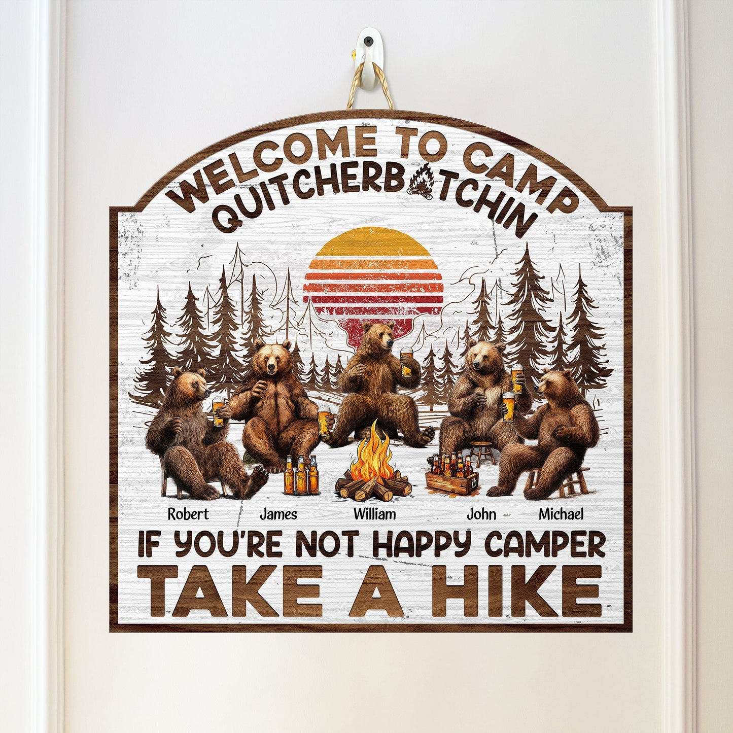 You Don't Have To Be Crazy To Camp With Us - Personalized Custom Shaped Wood Sign