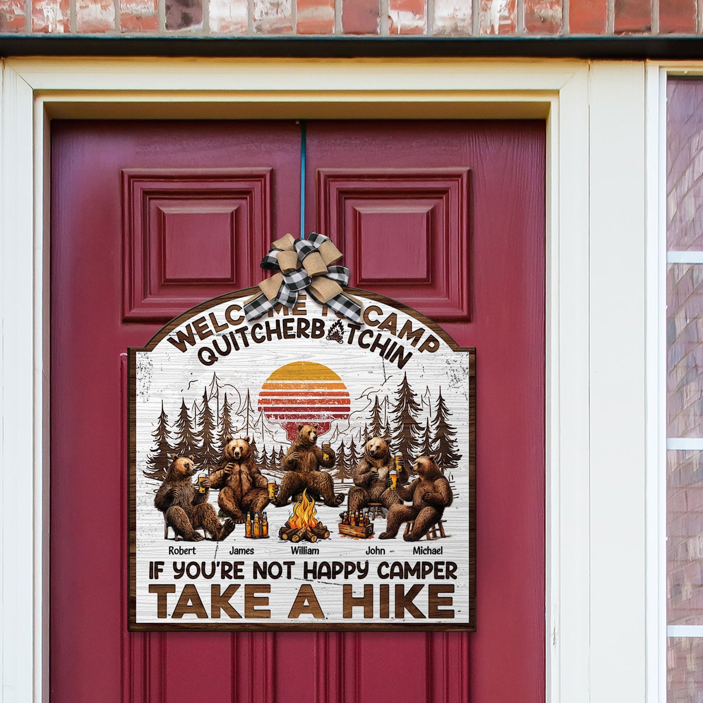 You Don't Have To Be Crazy To Camp With Us - Personalized Custom Shaped Wood Sign