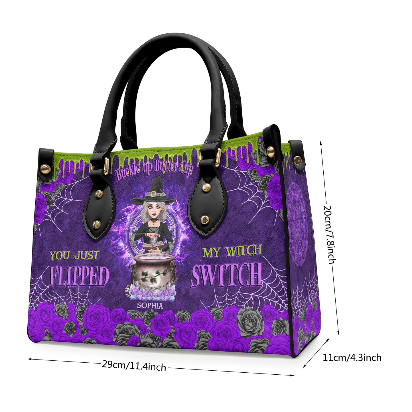 You Just Flipped My Witch Switch - Personalized Leather Bag - Halloween, Funny, Birthday Gift For Witches, Witch Craft, Best Friends, Coven Sisters