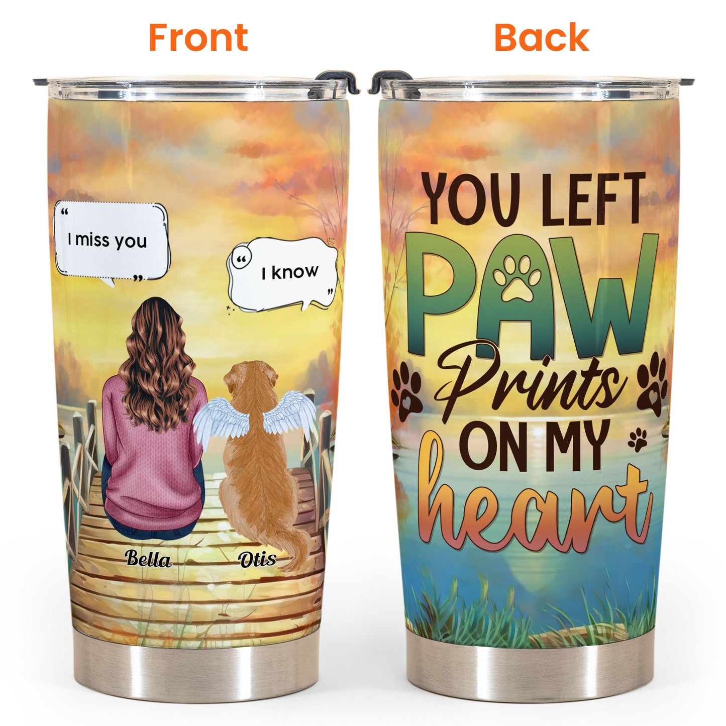 You Left Paw Prints On My Heart - Personalized Tumbler Cup