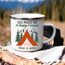 You Make Me A Happy Camper - Personalized Enamel Mug