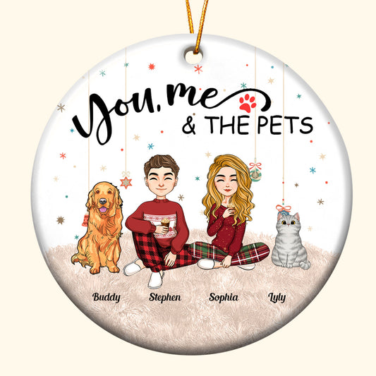 You, Me And The Pets - Personalized Ceramic Ornament