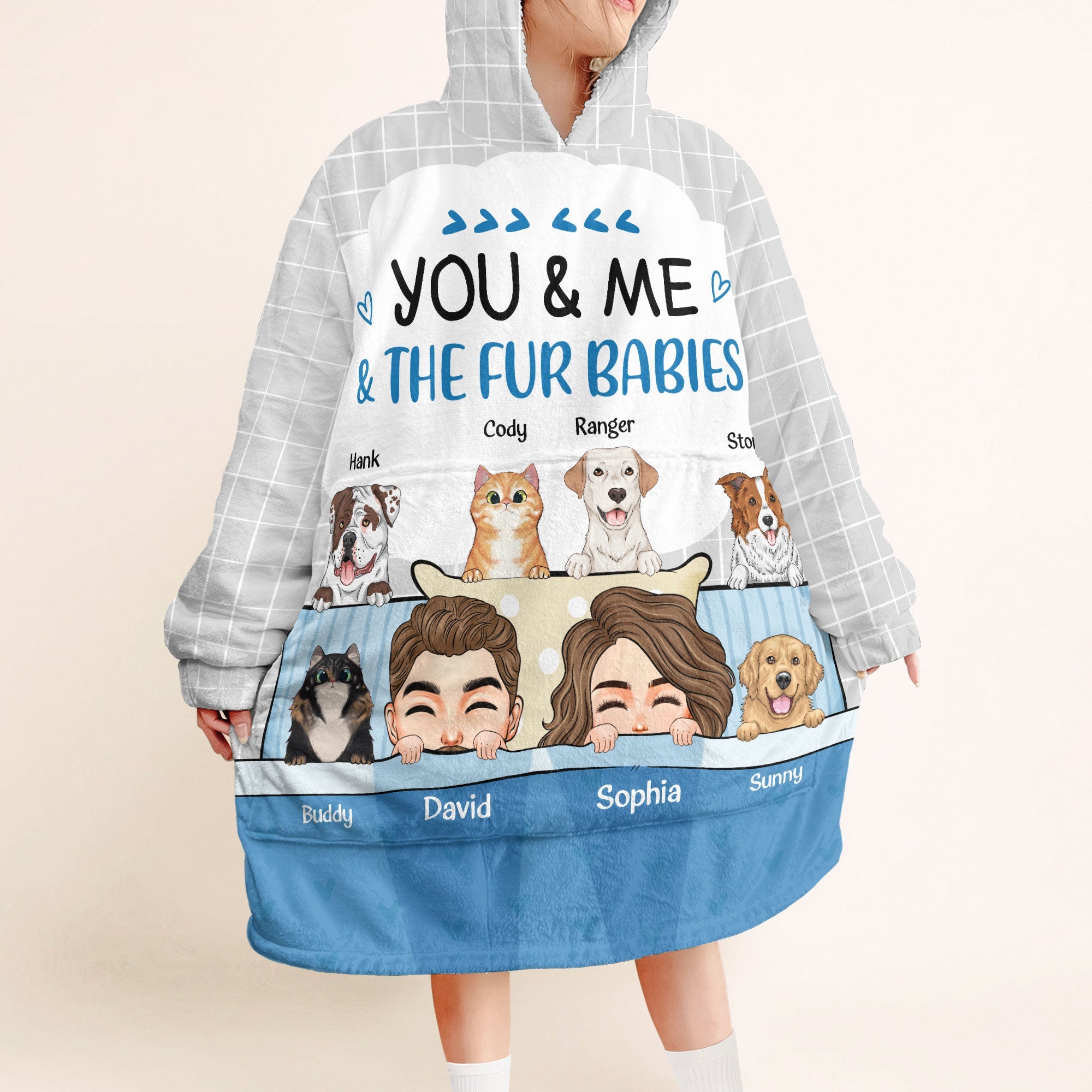 You, Me, Fur Babies - Personalized Oversized Blanket Hoodie – Macorner