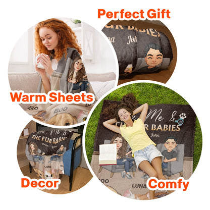 You Me Our Fur Babies - Personalized Blanket- Home Decor Anniversary Gifts For Husband, Wife, Couple