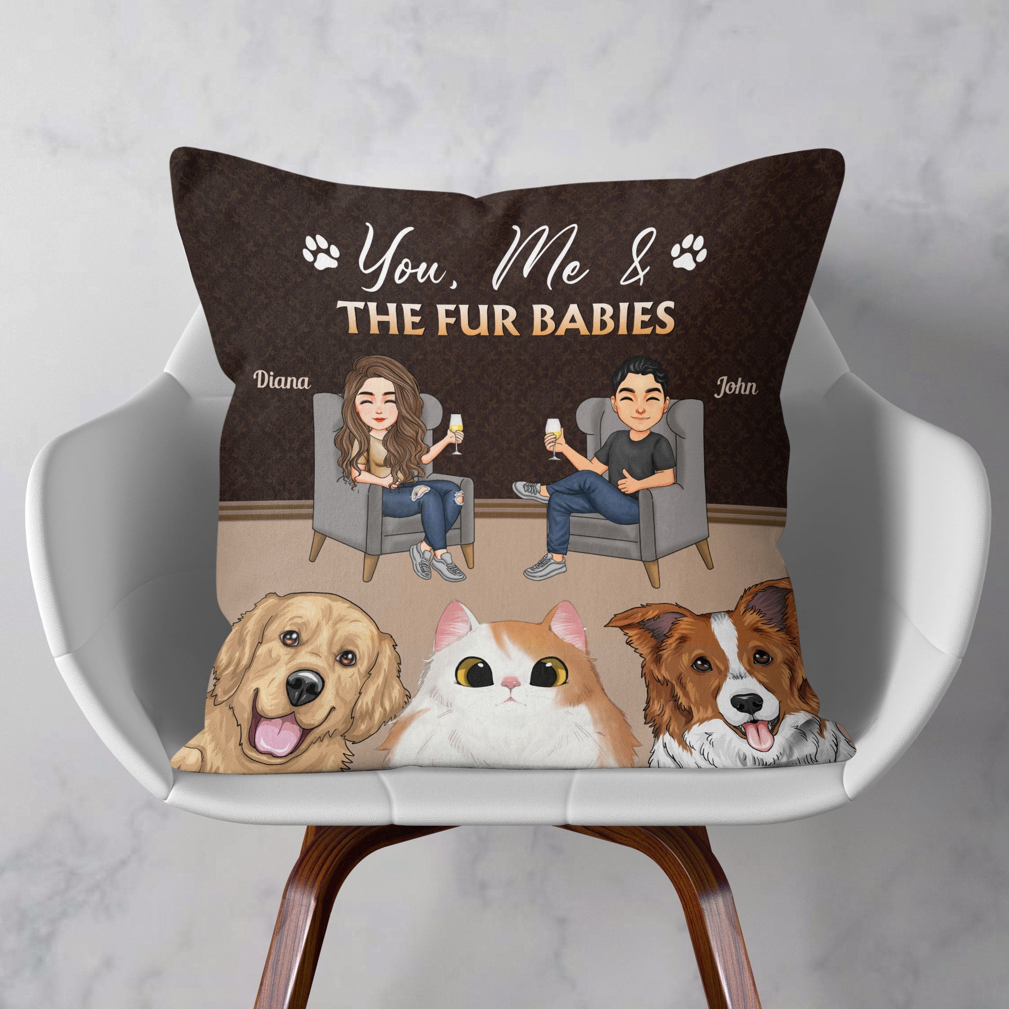 You Me Our Fur Babies - Personalized Pillow (Insert Included)