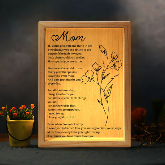 You Mean The World To Me  Birthflower Mom Gift - Personalized Frame Light Box