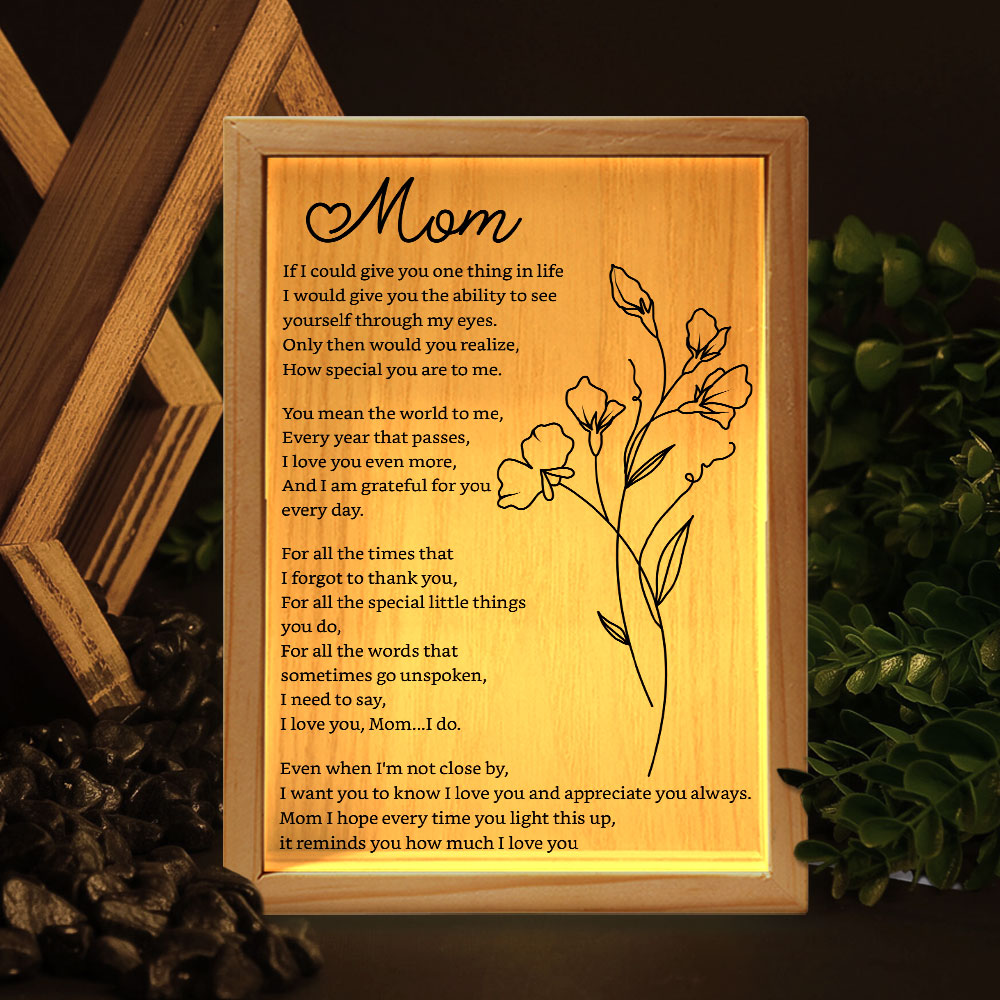 You Mean The World To Me  Birthflower Mom Gift - Personalized Frame Light Box