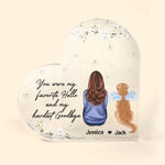 You Were My Favorite Hello And Hardest Good Bye - Personalized Heart Shaped Acrylic Plaque